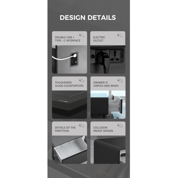 Multifunctional Mini Refrigerator Table with Interactive Touch Screen and Metal Frame