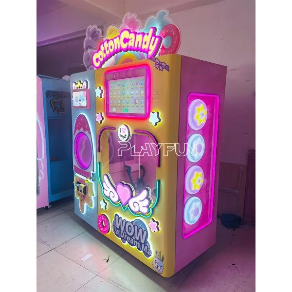 PlayFun Custom Commercial Multi-Language Easy to Operate Touch Screen Fully Automatic Cotton Candy Vending Machine Robot