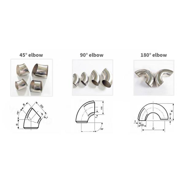 Pure Titanium Elbow , 45 Deg 90 Deg Titanium Pipe Fitting With Long Radius