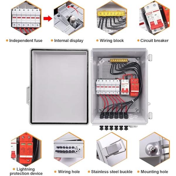 6 String Weatherproof Distribution Box For On-Grid / Off-Grid Solar Panel System