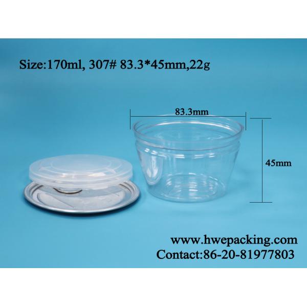 Small Food Grade Bowl Shape Stackable Easy Open Seafood Fish Transparent PET Plastic Can
