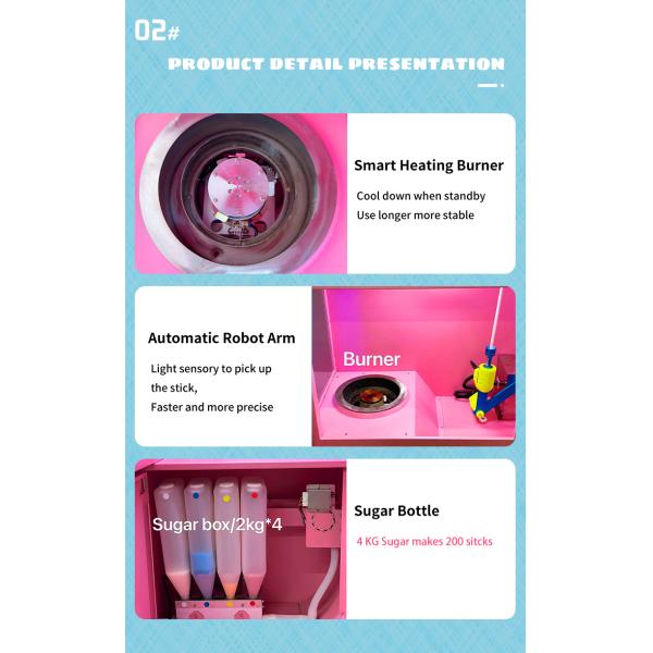 Unmanned Operation Flower Cotton Candy Machine 36 Patterns With Mechanical Arm