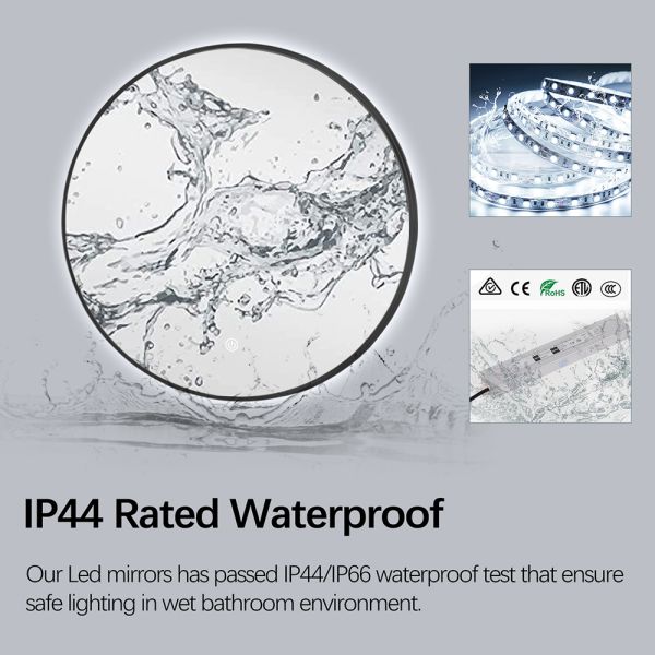 Aluminium Alloy Framed Round Bathroom Mirror With Back Light