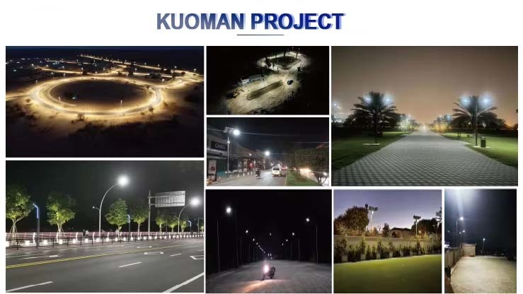 Smart LED street light installation in various urban and road settings