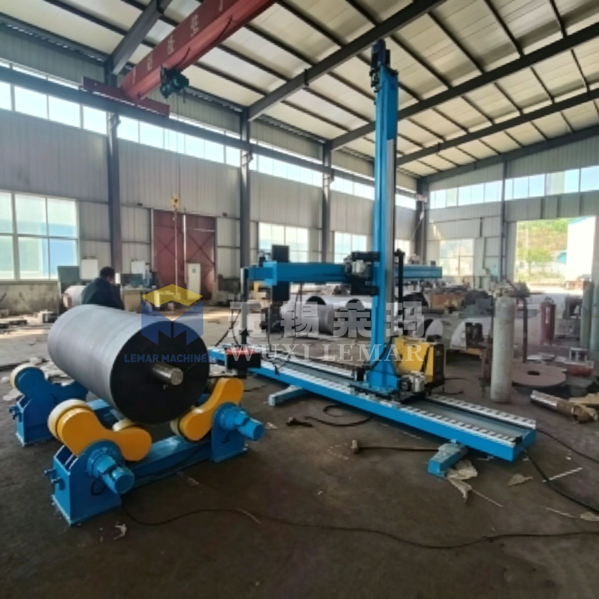 40 Ton Self‑Aligning Welding Rotator Wind Power Tower Section Girth Welding Machine