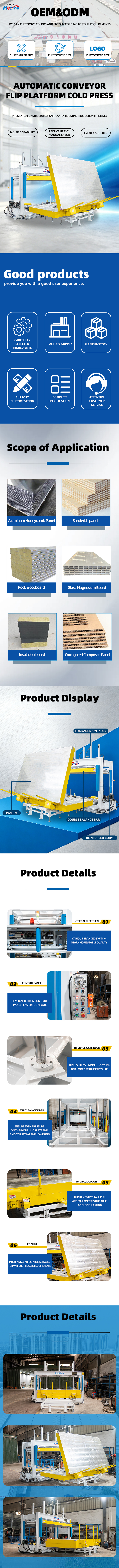 50T Maximum Pressure Automatic Conveying and Turning Cold Press Machine with 3400mm*2200mm Pressure Plate Size