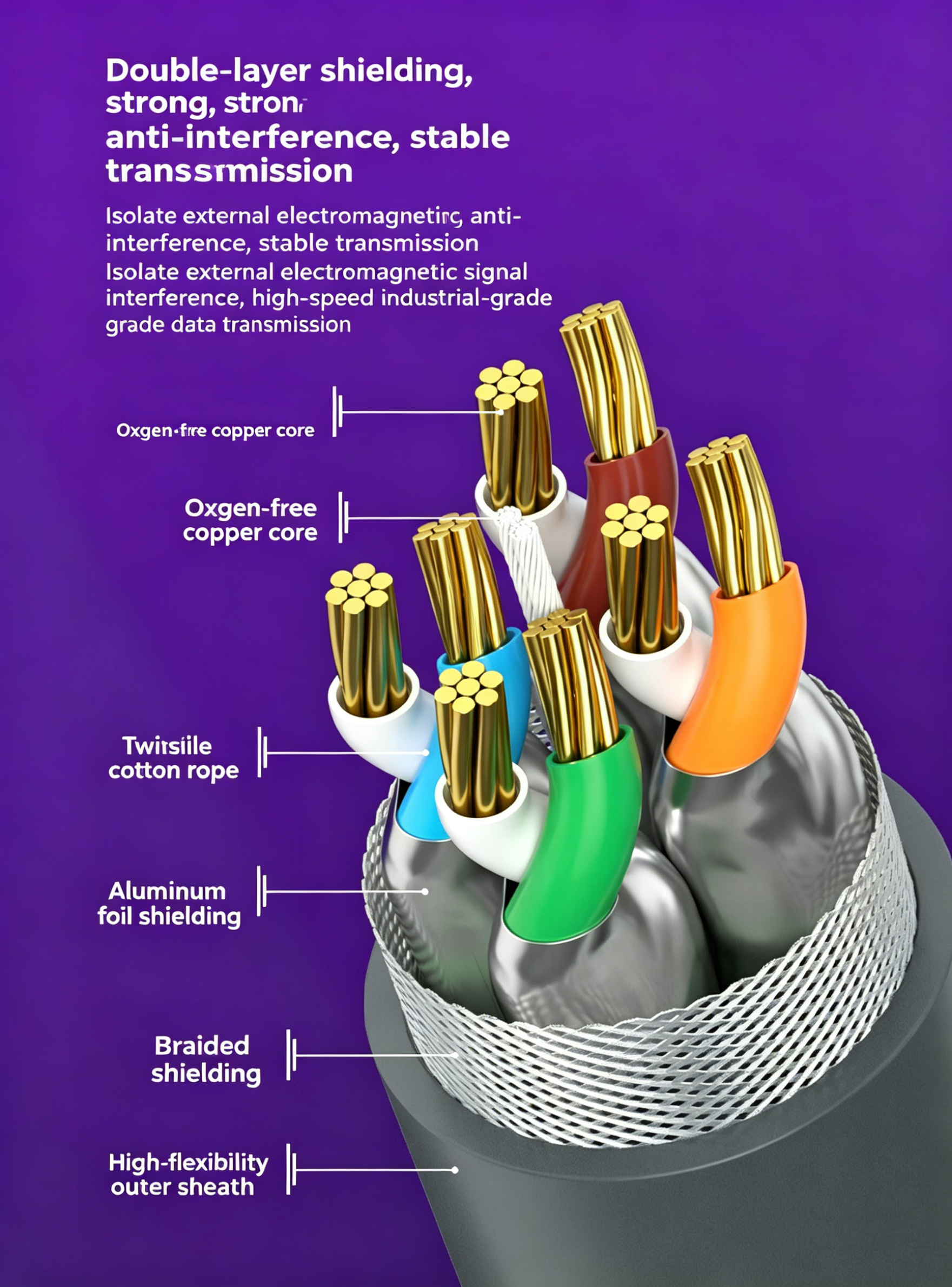 3rd Generation Straight Headed Rectangular Satellite Network Cable Gen3 Ethernet V3 Starlink Cable 10 Gigabit Shielded