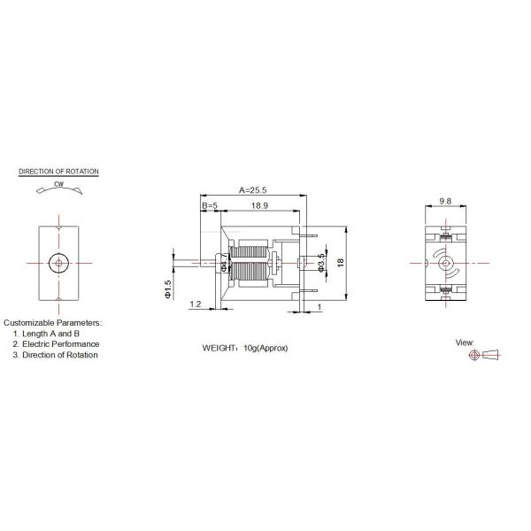 Square Shape Tiny DC Motor , High Speed DC Motor 12v For Electric Toys