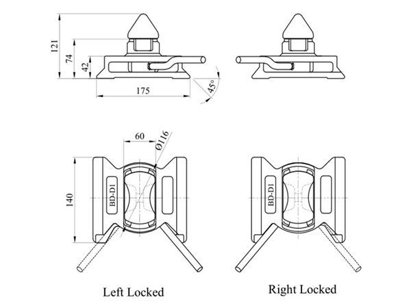 Loose Fitting On Deck Semi Automaticl Twistlocks Shipping Container Parts
