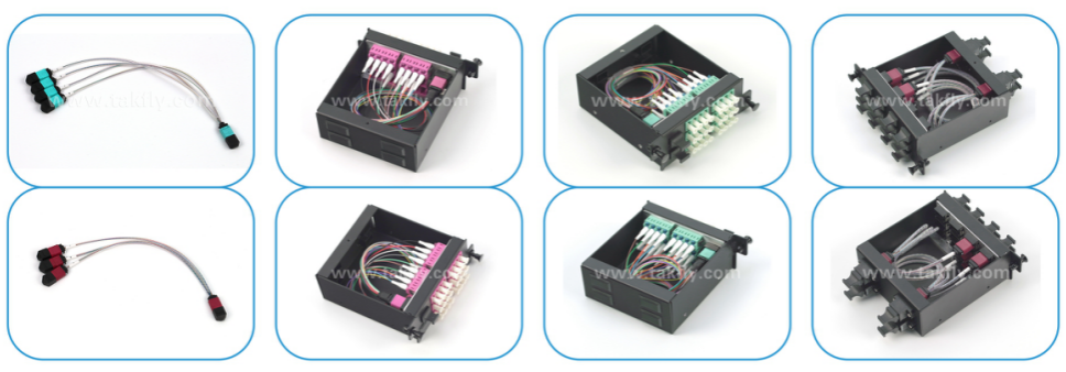 MPO Patch Panel and Rack Mount product image showing installation and connectivity