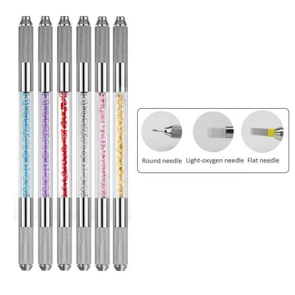 Crystal Microblading Tattoo Pen Double Headed Microblading Permanent Eyebrow Makeup