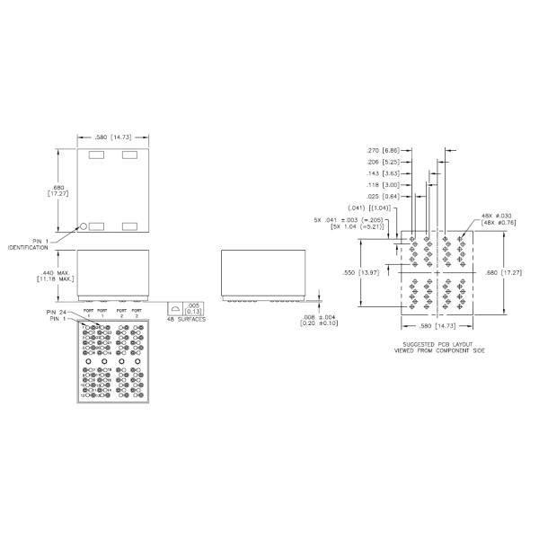 Ethernet Isolation Transformer 1000Base - T For Thru - Hole PCB