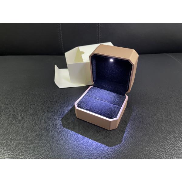 Customized Your Logo- Luxury Champagne Octagonal LED Ring Box