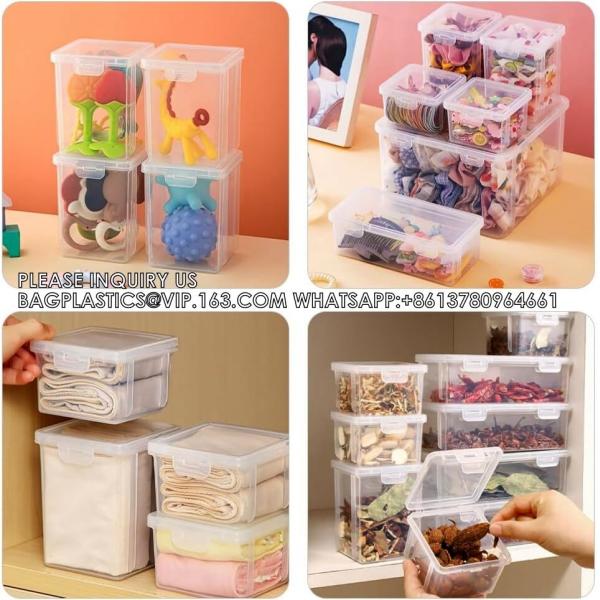 Plastic Storage Box Clear Stackable Storage Containers With Hinged Lids Small Empty Organizer Bins For Food Snacks