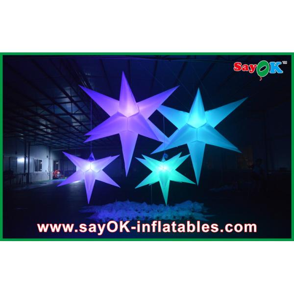 White Polyester Cloth Inflatable Led Star Lighting 1.5m / 2m For Party