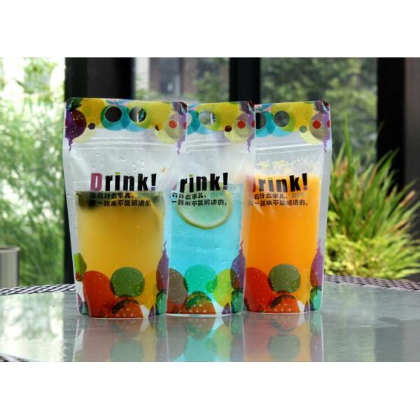 Take away customized drinking bag clear plastic zipper pouch