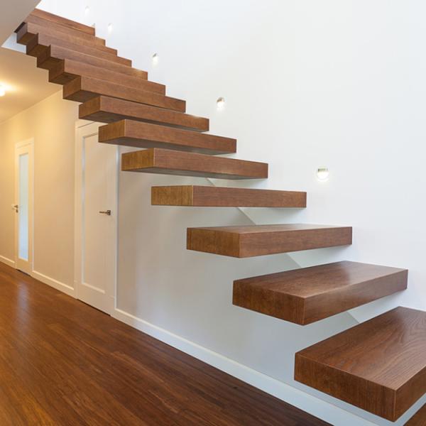 Floating Space Saving Spiral Staircase , Led Wooden Floating Staircase