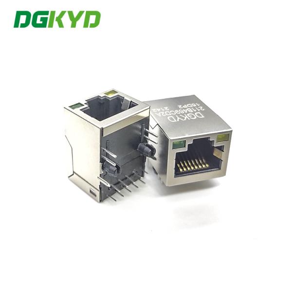 Single Port 8 pin 100M RJ45 Shielded Connector rectangle shape