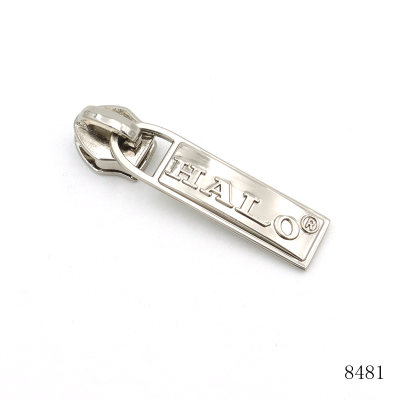 Embossed Custom Logo Zipper Pulls Nickel Plated Handbag Zipper Pulls
