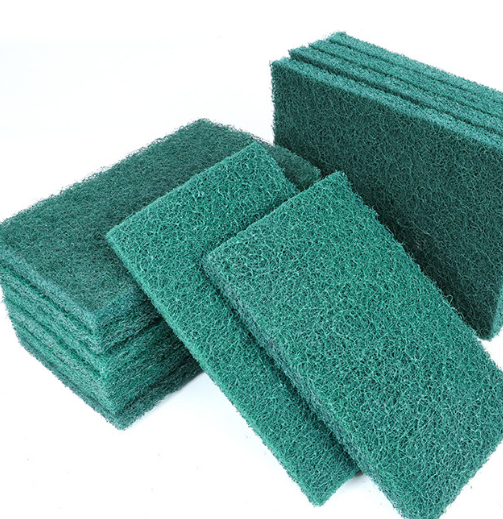 Green Polyester Scouring Sponge Pad Strong And Durable Quick Drying Cleaning Pad For Non-Stick Cookware And Stainless Steel