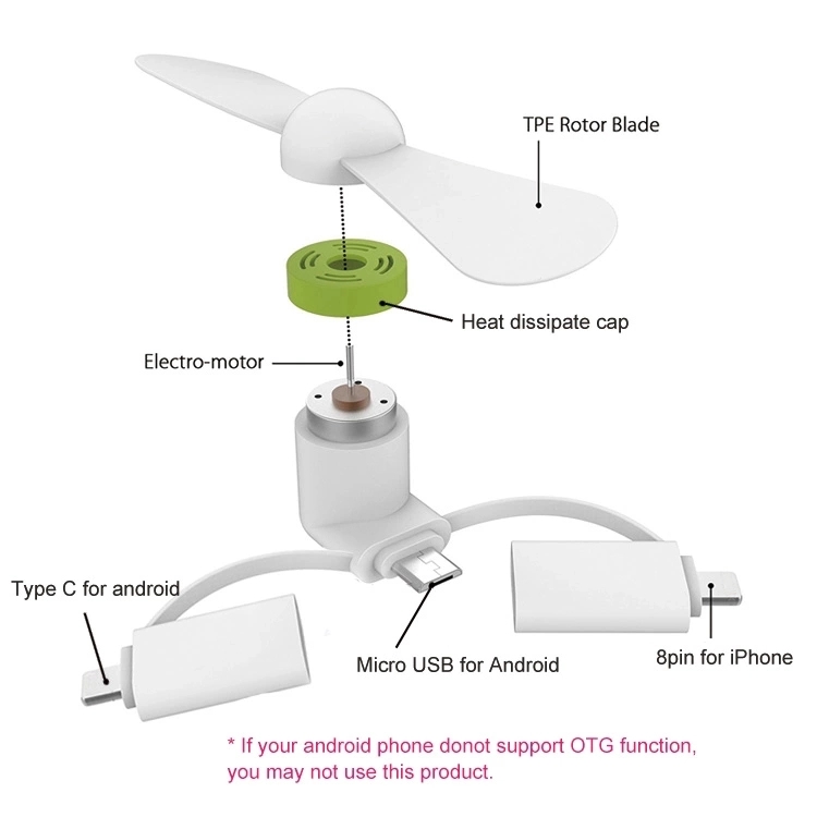 Light Weight 3 In 1 Type C Bendable USB Charging Mini Fan
