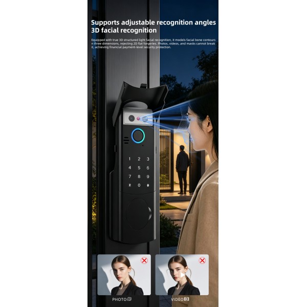 High Waterproof Camera Intercom FACE ID Smart Frame Lock Fingerprint Password Electric Tuya Version Door Lock Exterior Lock