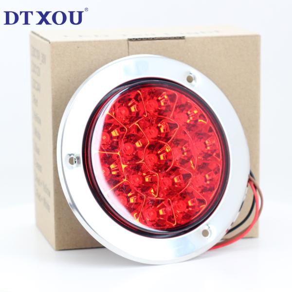 Multi-Functions 16 LED Flange Mount Round Trailer Stop Turn and Tail Lights 3 Holes
