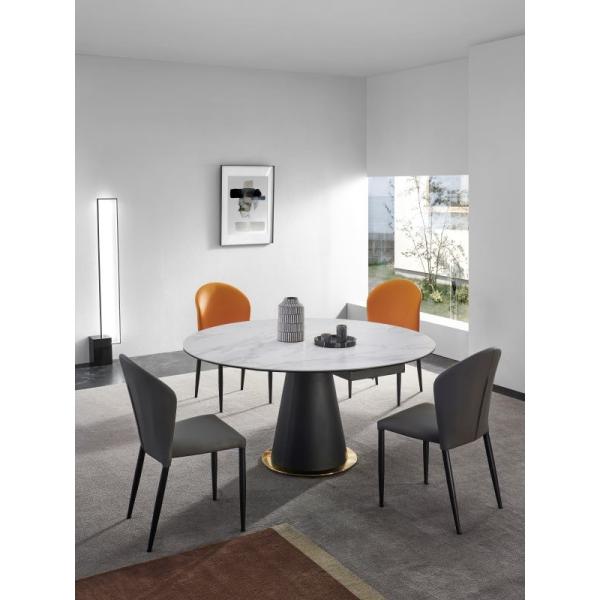 Sintered Stone Top Metal Legs Nordic Modern Rectangular Extension Extendable Dining Table