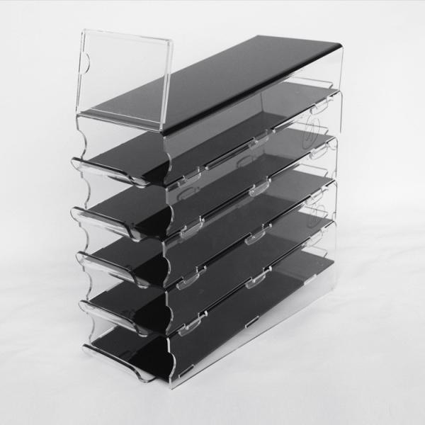 Slanted Acrylic Makeup Rack for Cosmetics Compartment Plexiglass Lipstick Display Stand