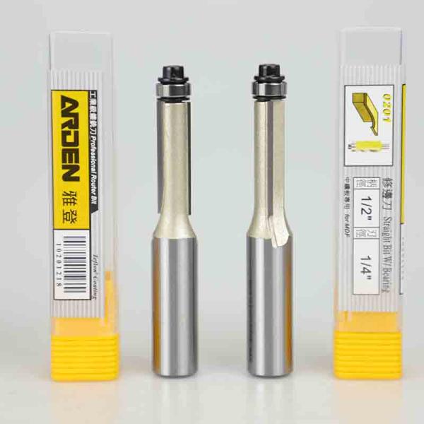 Popular ARDEN Router Bit1/2 1/4 Straight Flute Cnc Woodworking Flat Bottom Flush Trim Router Bit for Wood With Bearing