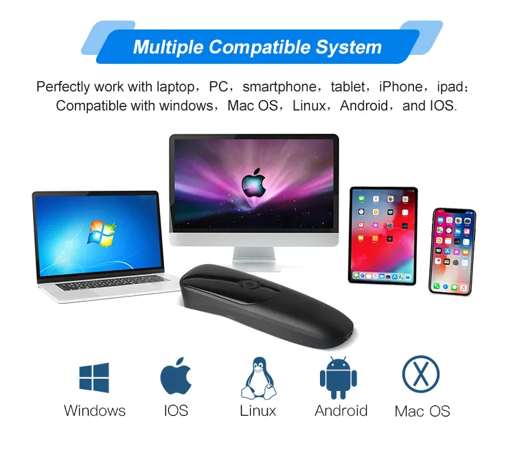 2D Wireless Bluetooth Barcode Scanner with 300 Scans/Sec Speed