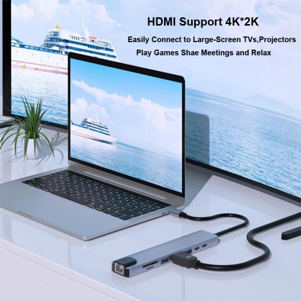 Aluminum Alloy USB 3.0 Hub Type C To Hdmi Compatation VGA PD RJ45 TF SD