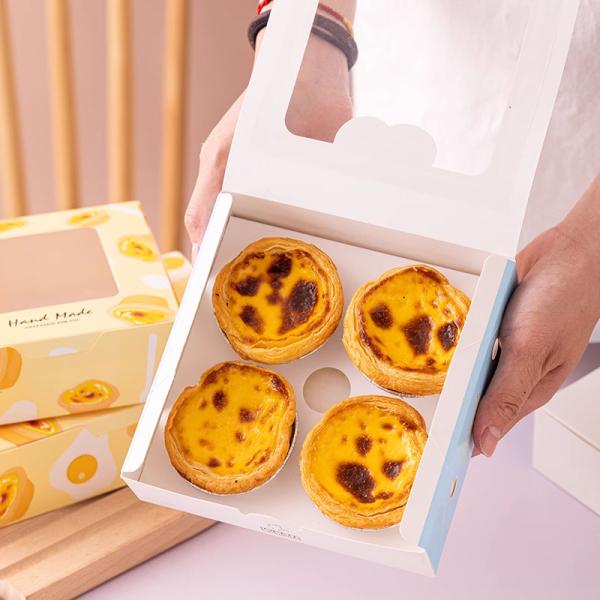 Matt Lamination Cake Packaging Boxes for Offset Printing Egg Tart Packaging