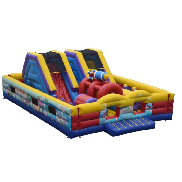 Small Rocket Inflatable Fun Obstacle Course , Entertainment Obstacle Course Jumpers