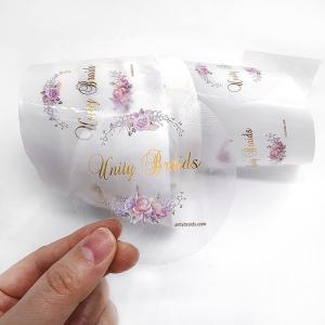 Quality Transparent Waterproof Round Label Stickers Printing With Silver Golden Foil Text for sale