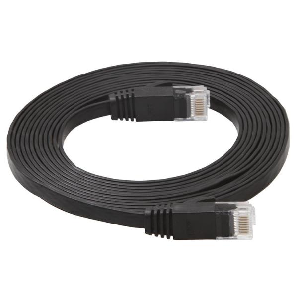 Weatherproof Stable Flat Internet Network Cable , Computer Black Cat 6 Patch Cable