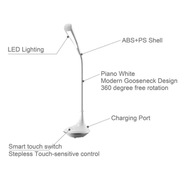 Energy Efficient Gooseneck LED Table Lamp , Flexible Portable Reading Lamp