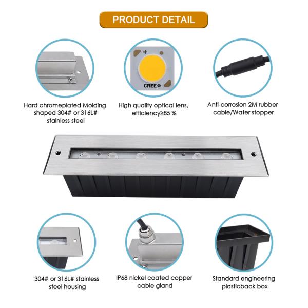 6W Linear LED Underwater Light IP68 12-24VDC Input Square LED Pool Light With Two Year Warranty