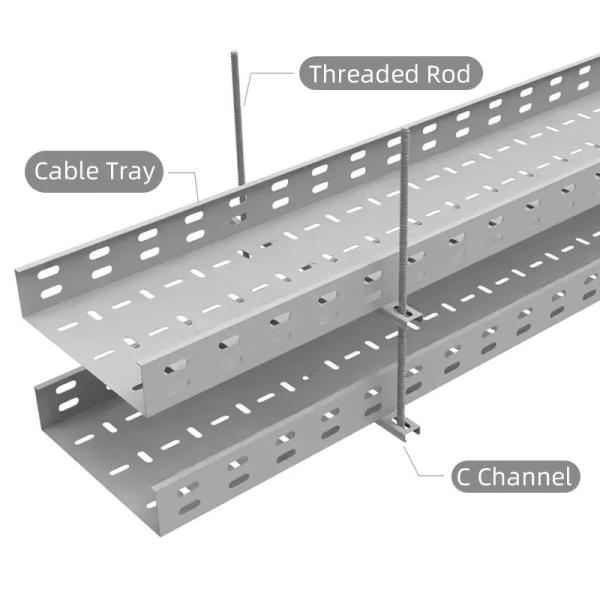 High Load Capacity Gi Perforated Tray Weatherproof Cable Tray Fire Resistant