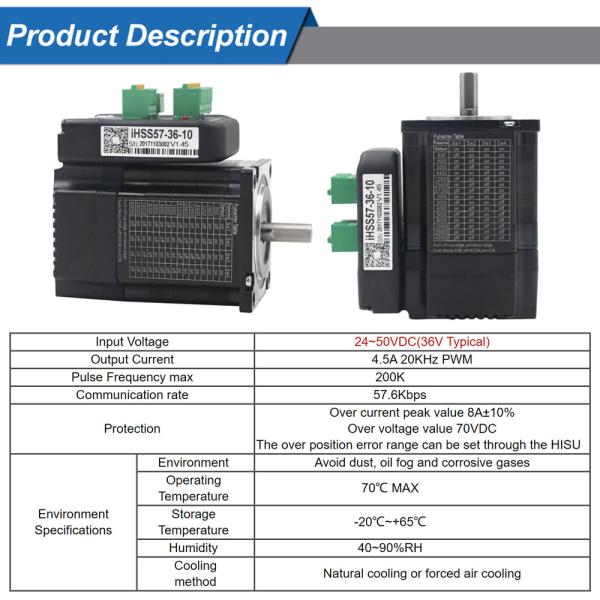 CNC Closed Loop NEMA 23 Integrated Stepper Motor With Driver Step+Direction 57mm 36V DC 2N.M