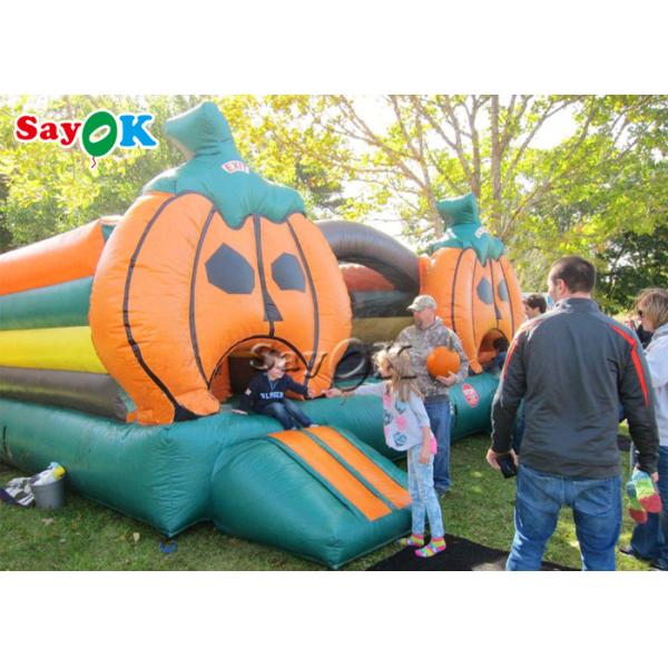 Commercial Pumpkin Theme Halloween Inflatable Maze Obstacle Course Inflatable Games For Kids