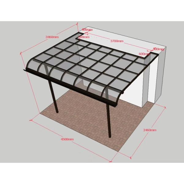 Custermized Black White Gray PC Coated Impact Resistant Multiple Sizes Aluminum Frame Polycarbonate Awnings