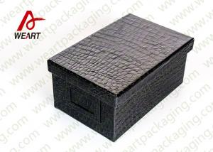 China Black Leather Coated  Branded Products Cardboard Gift Boxes With Lids OEM on sale
