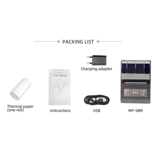 Android Compatible 58mm Wireless Thermal Printer with 2000mAh Rechargeable Battery