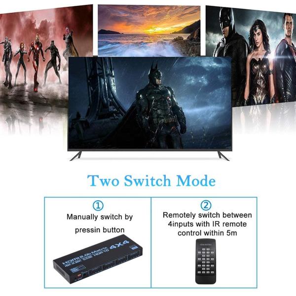 IR Remote 4K HDMI 2.0b HDCP 2.2 Matrix Switch Splitter