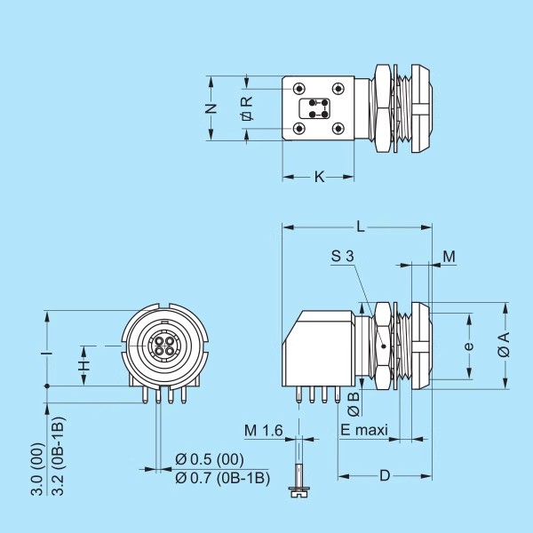 Lemo EXG Right Angle PCB Socket EXG.0B.1B.302 3 4 5 6 7 8 9 10 Pin