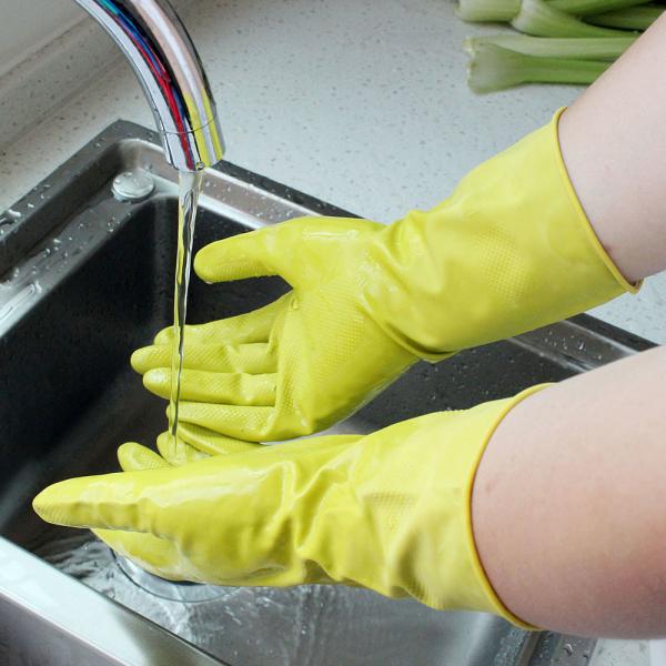 Durable Flock Lined Rubber Gloves Comfortable Non Slip Design 35g-80g