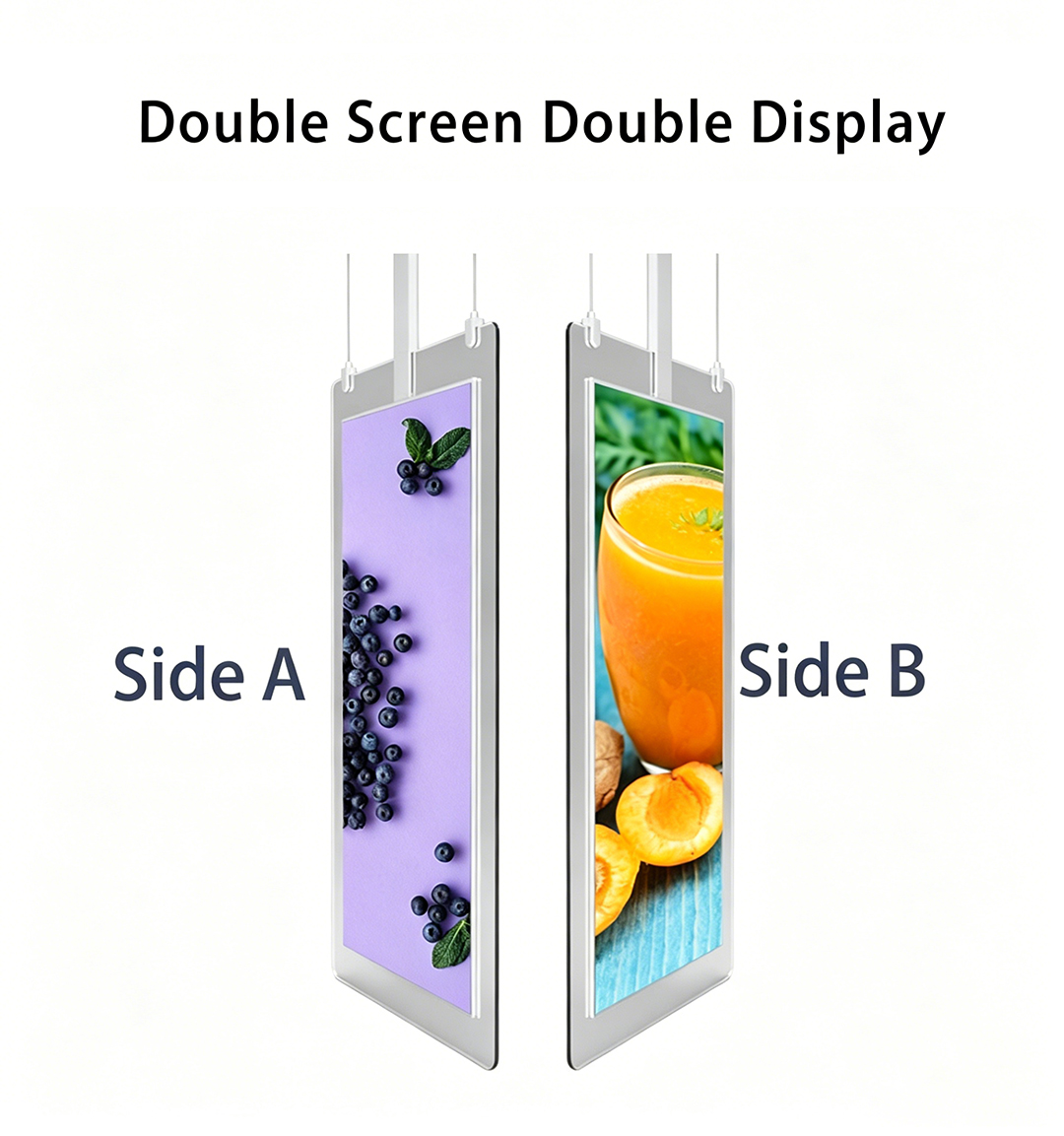 Ceiling Mount Double Sided Advertising Display RK3288 Android Digital Signage Sunlight Readable Hanging Window Screen
