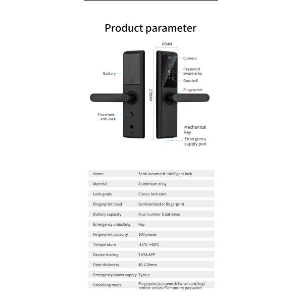 S821max Camera Smart Lock with Tuya App Remote Contorl Fingerprint Card Code Key Multi Unlock Way Smart Home Door Lock