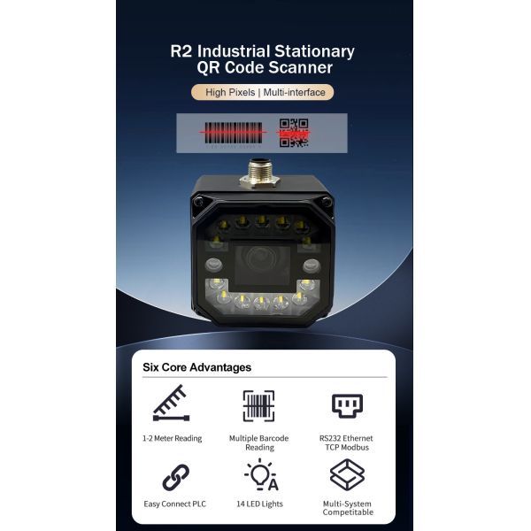 4MP Industrial Barcode Reader | Global Shutter CMOS Scanner IP67